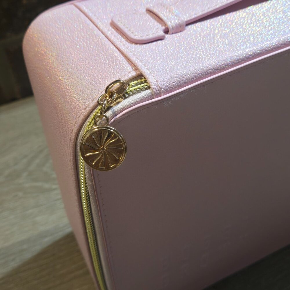Bobbi Brown Makeup Beauty Case With Mirror & Handle Shimmery Pink Zip Closure - Picture 4 of 7